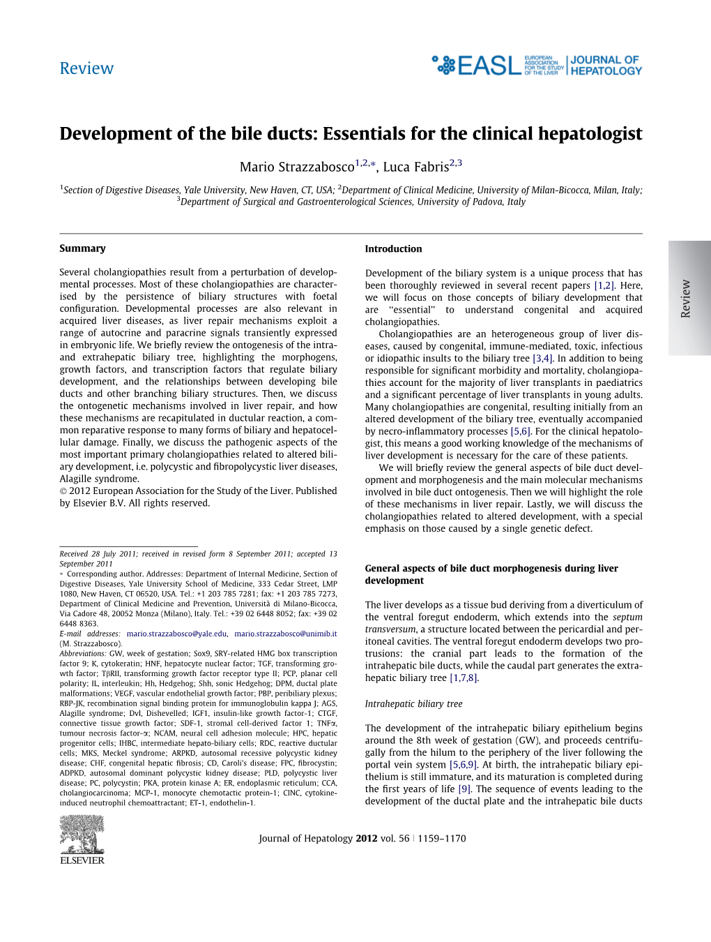 Development of the Bile Ducts: Essentials for the Clinical Hepatologist