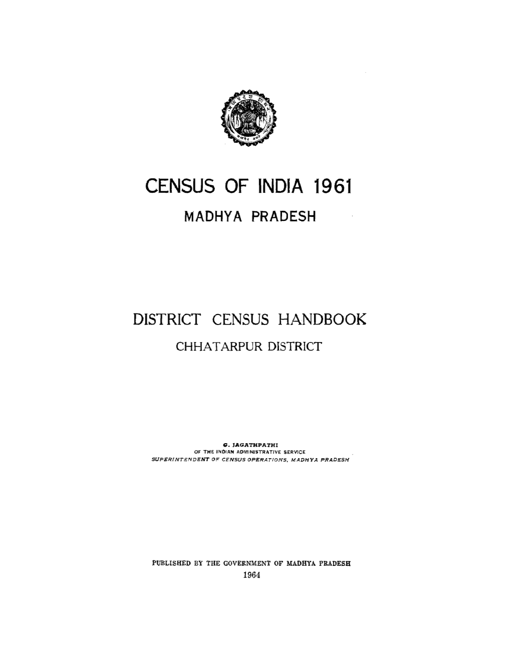 District Census Handbook, Chhatarpur