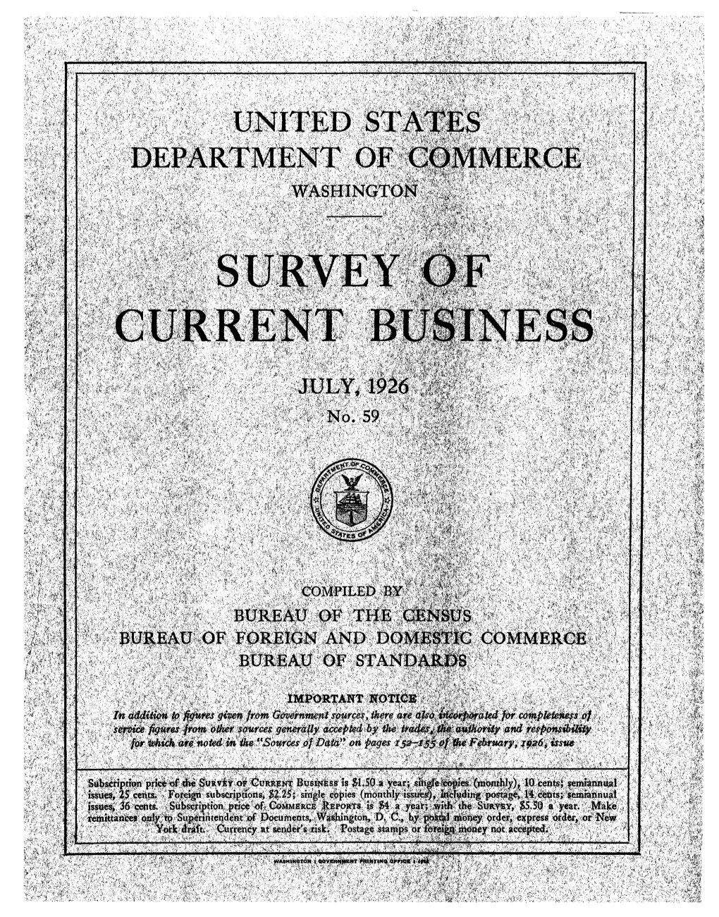 Survey of Current Business July 1926