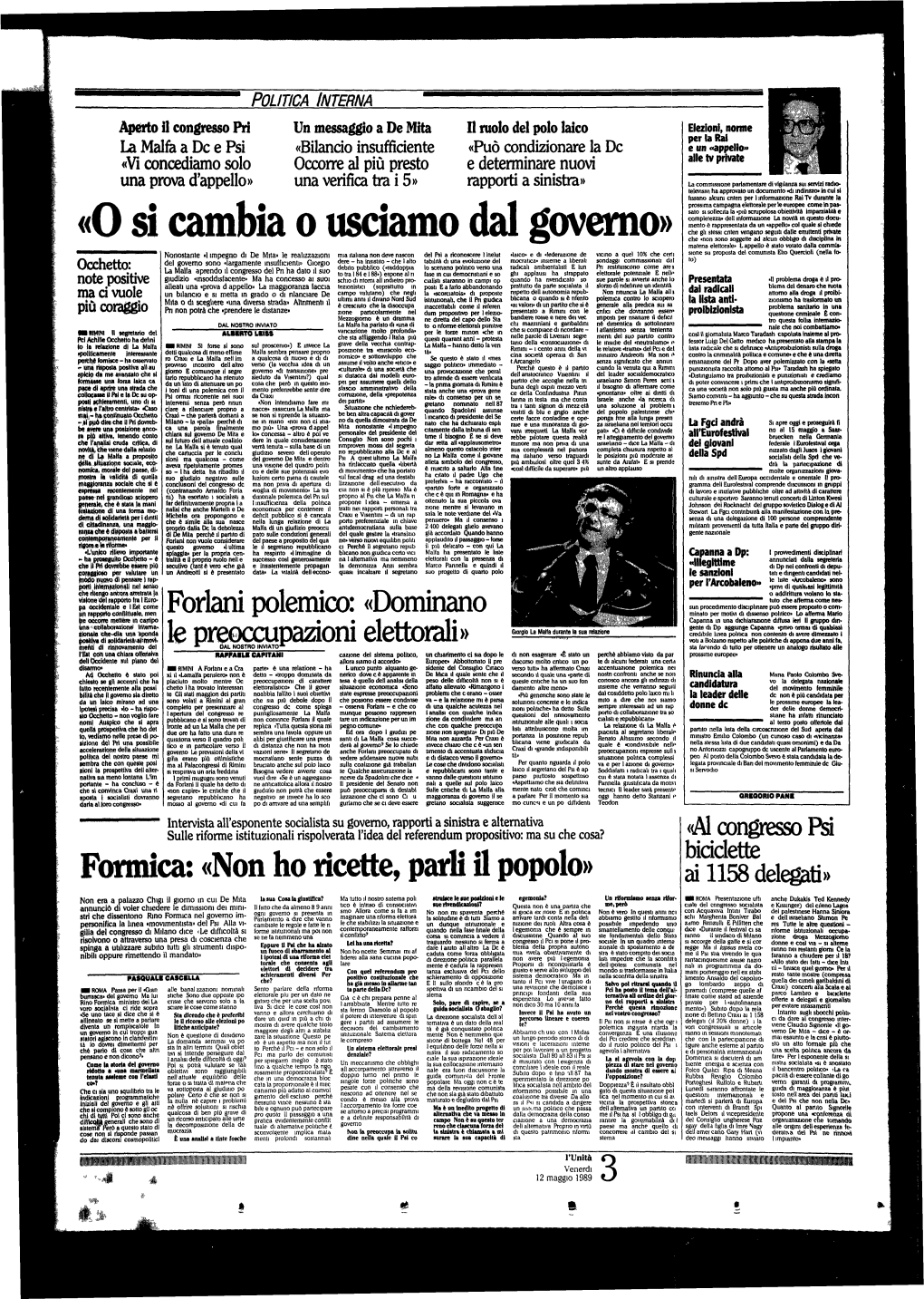 «0 Si Cambia O Usciamo Dal Governo»