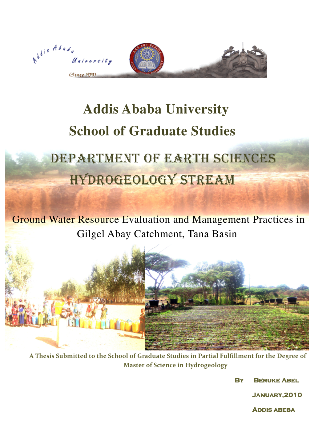 Addis Ababa University School of Graduate Studies DEPARTMENT