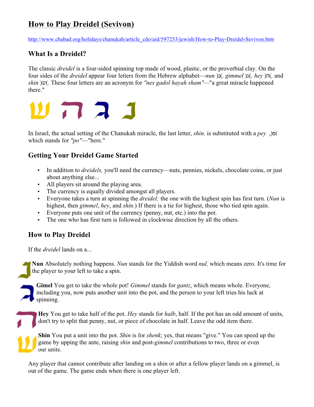 How to Play Dreidel (Sevivon)