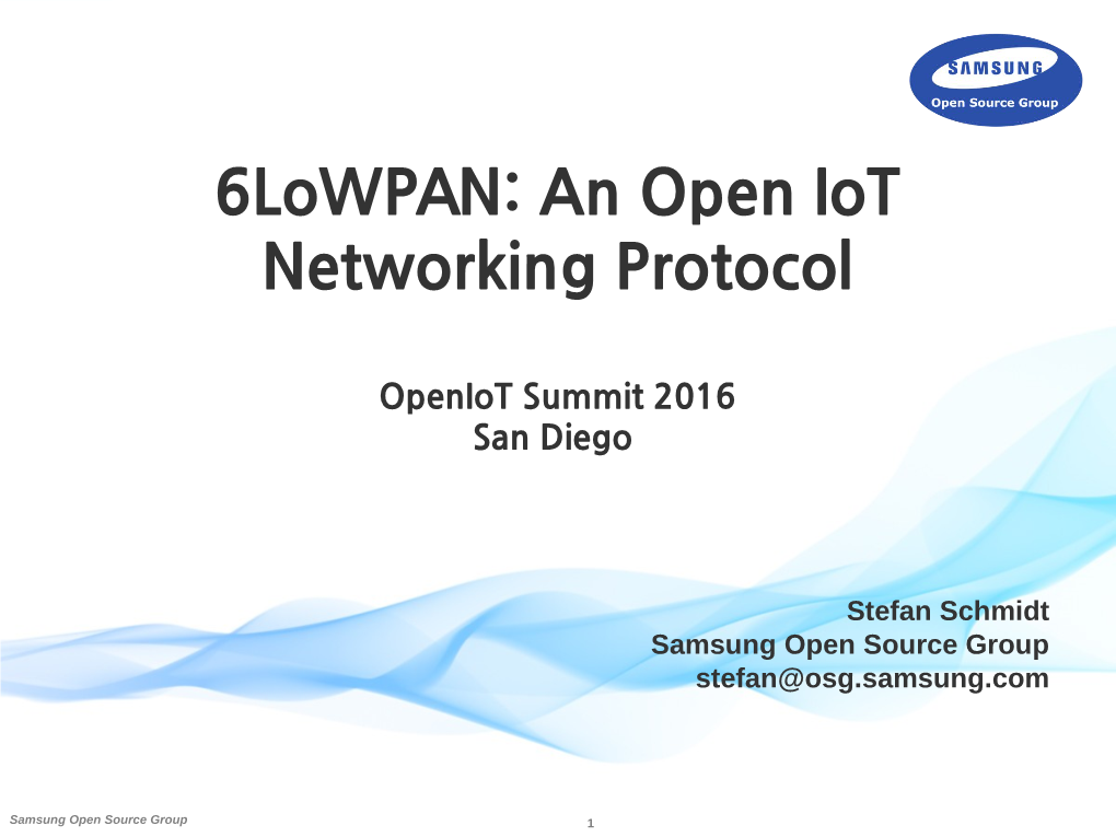 6Lowpan: an Open Iot Networking Protocol