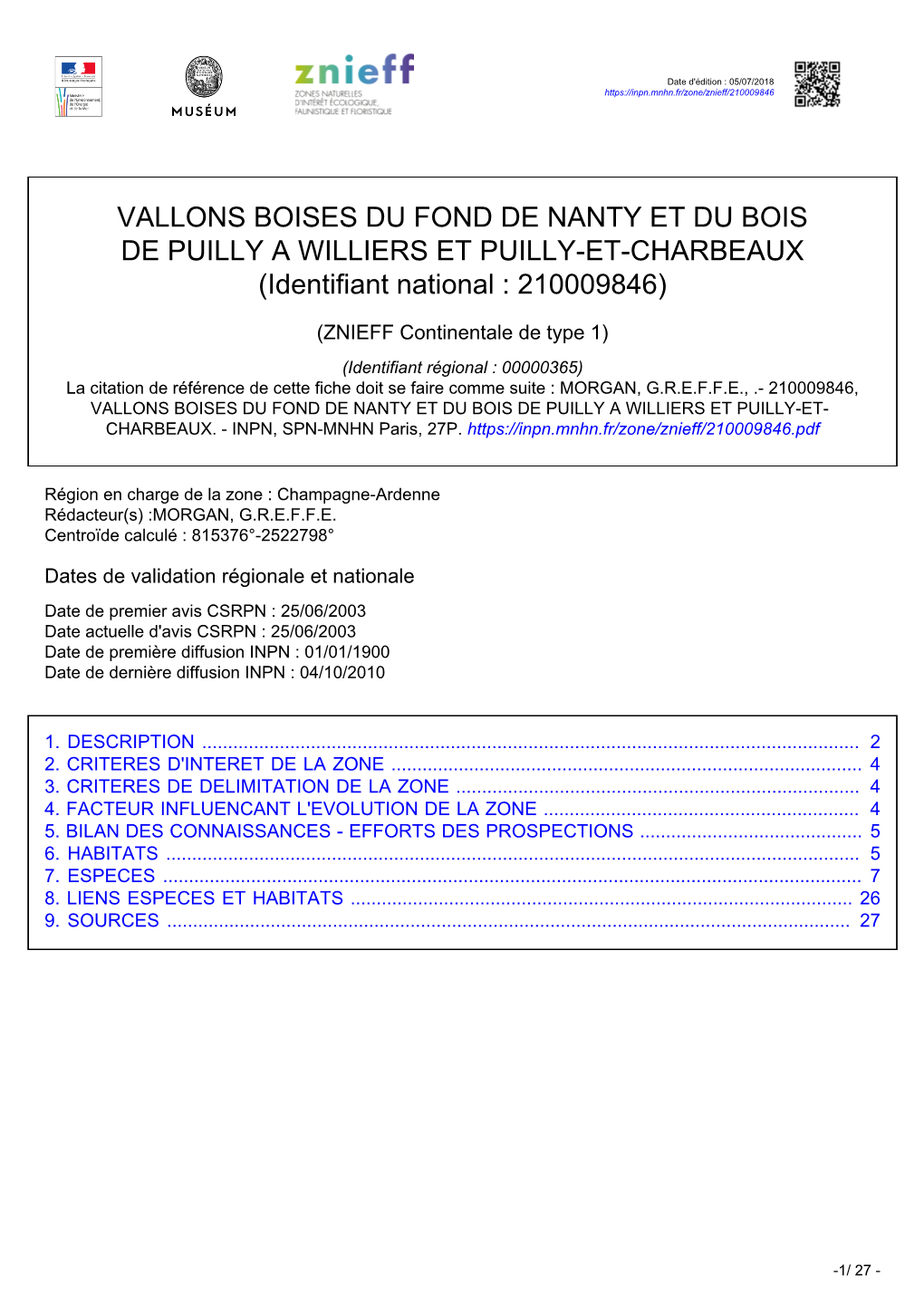 VALLONS BOISES DU FOND DE NANTY ET DU BOIS DE PUILLY a WILLIERS ET PUILLY-ET-CHARBEAUX (Identifiant National : 210009846)