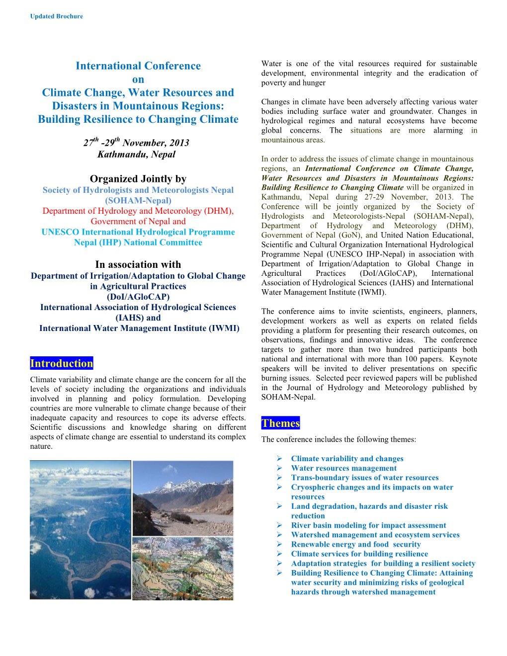 Conference on Climate Change from the Society of Hydrologists And