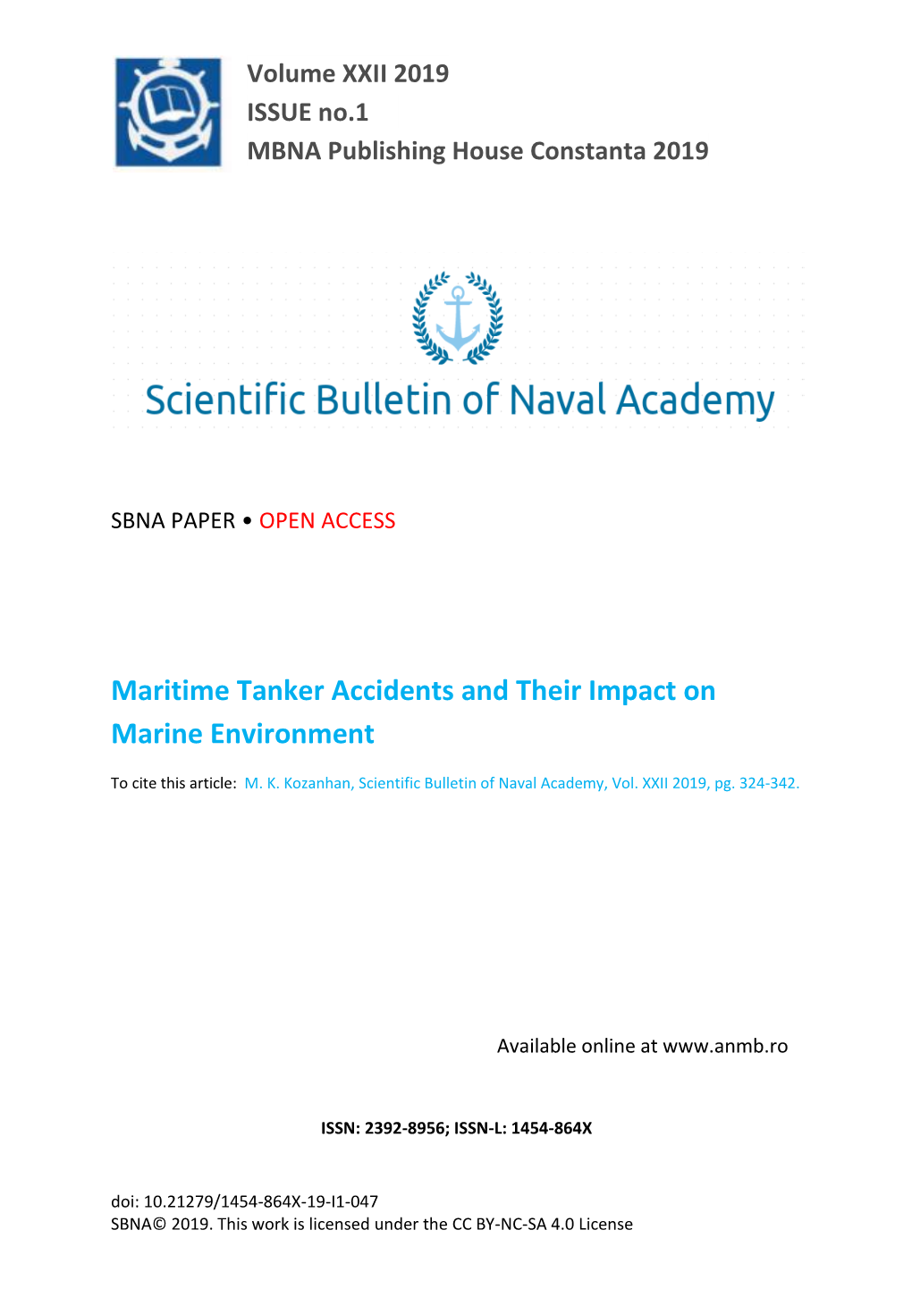 Maritime Tanker Accidents and Their Impact on Marine Environment