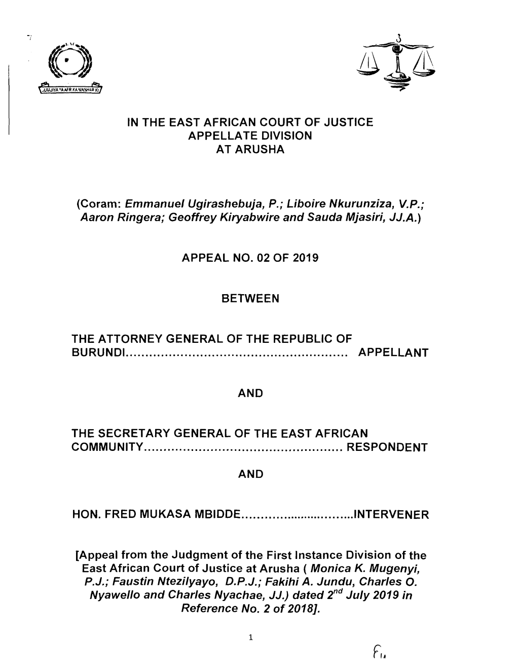In the East African Court of Appellate Division At