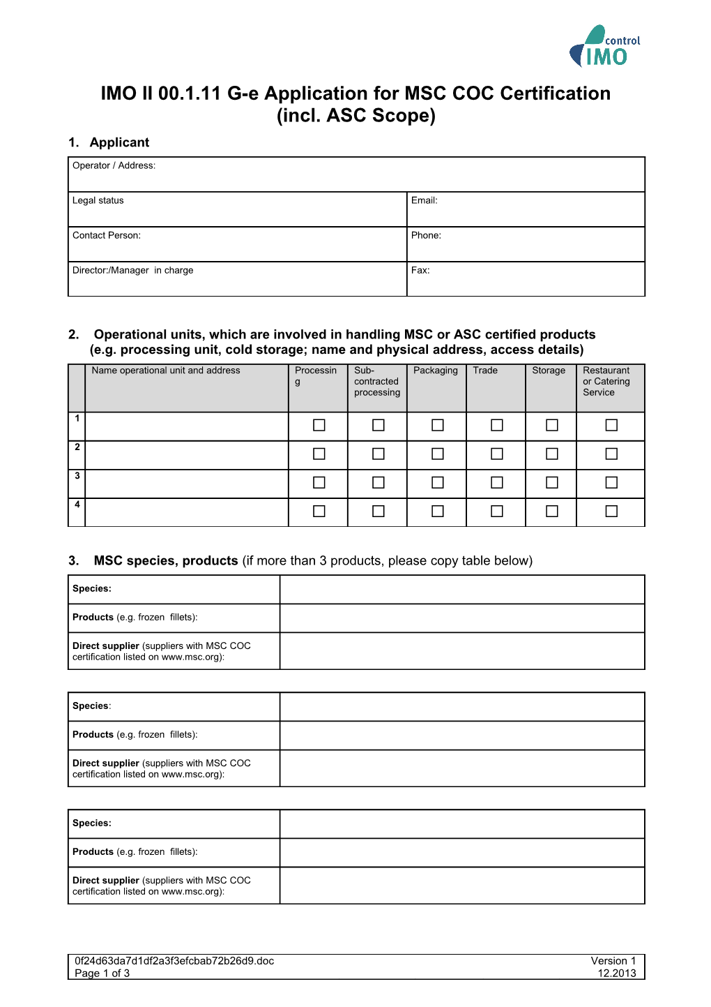 Application for NOP-Certification