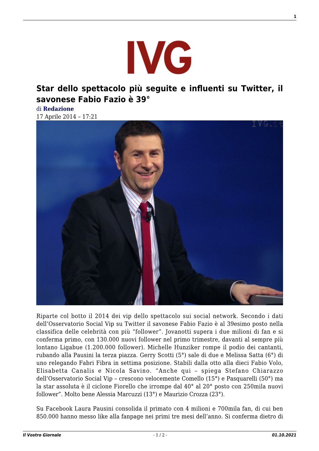 Il Vostro Giornale - 1 / 2 - 01.10.2021 2