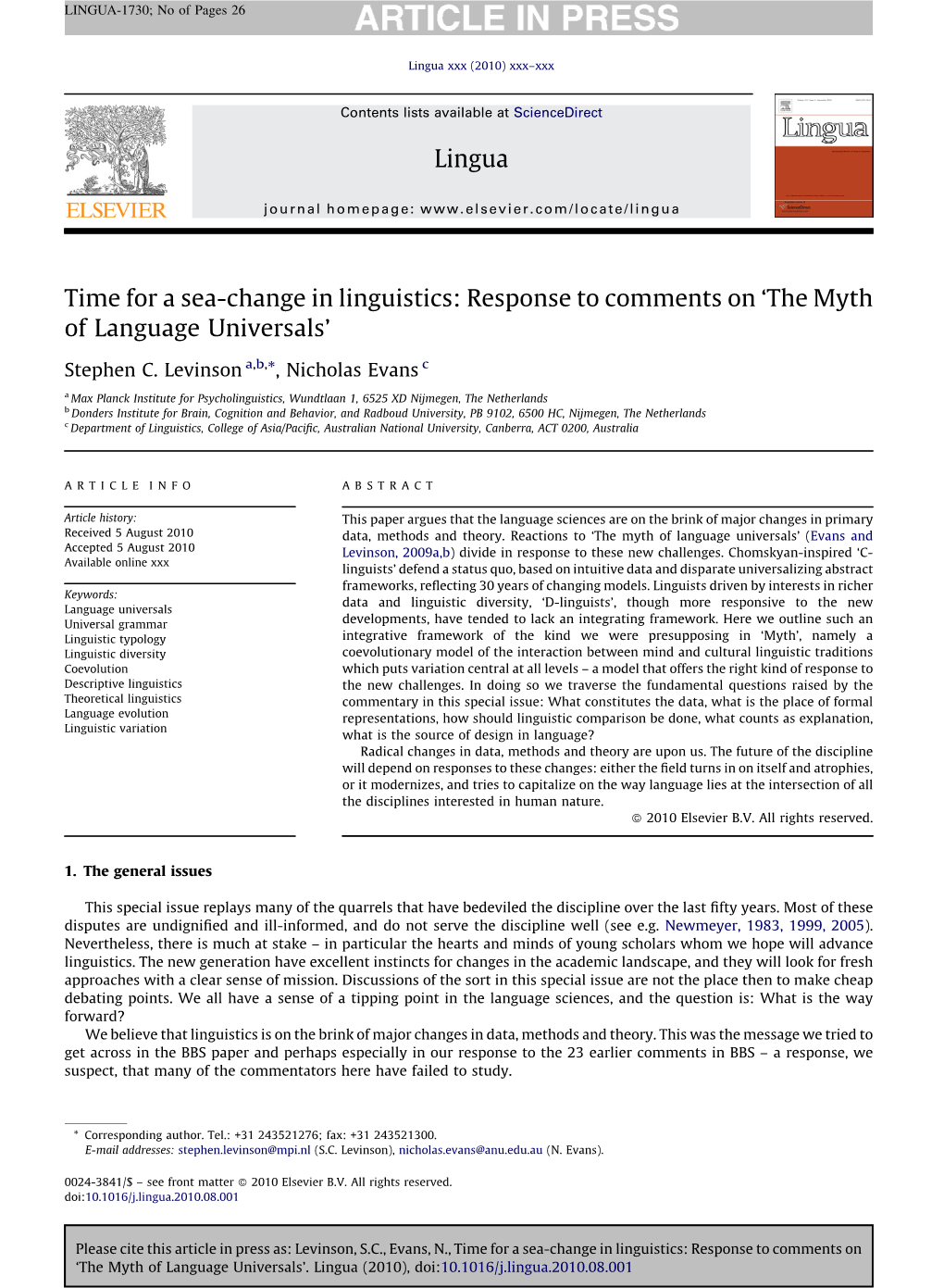 Time for a Sea-Change in Linguistics: Response to Comments on ‘The Myth of Language Universals’