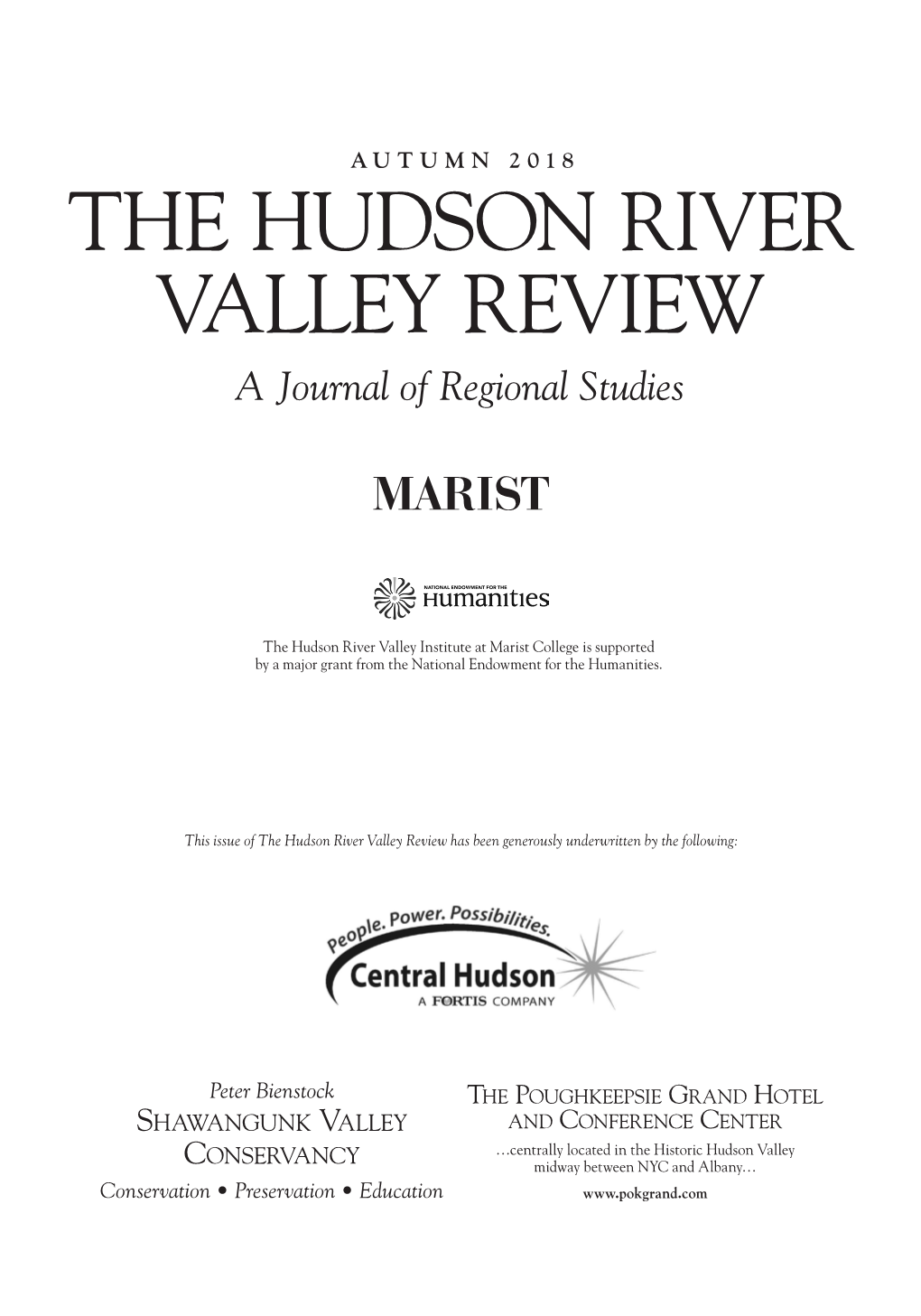 THE HUDSON RIVER VALLEY REVIEW a Journal of Regional Studies