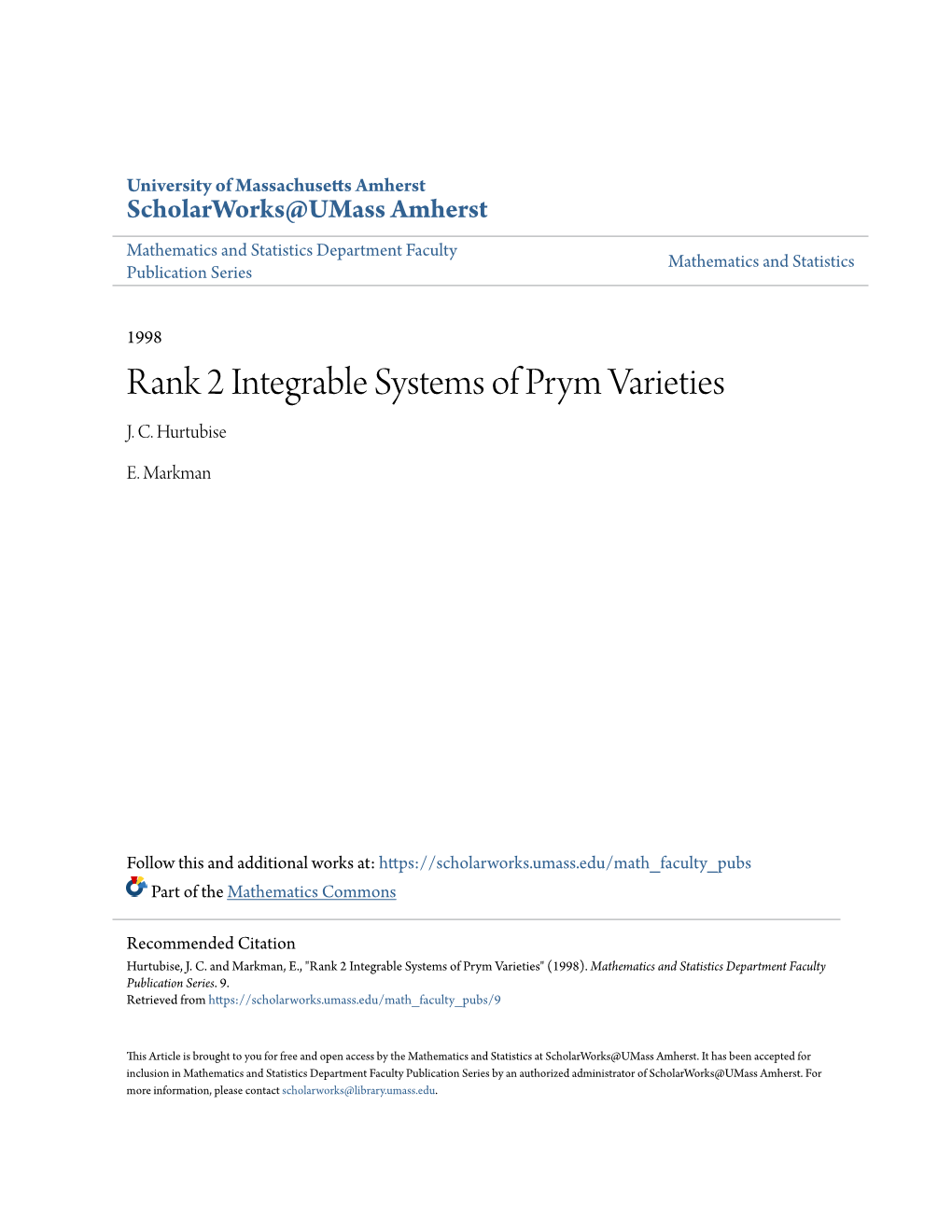 Rank 2 Integrable Systems of Prym Varieties J