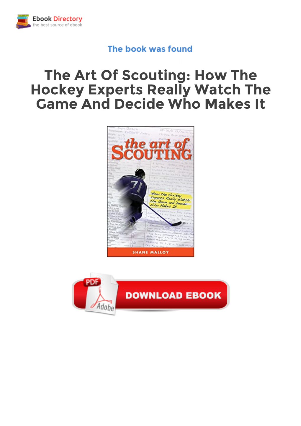 Free Ebook Library the Art of Scouting: How the Hockey Experts