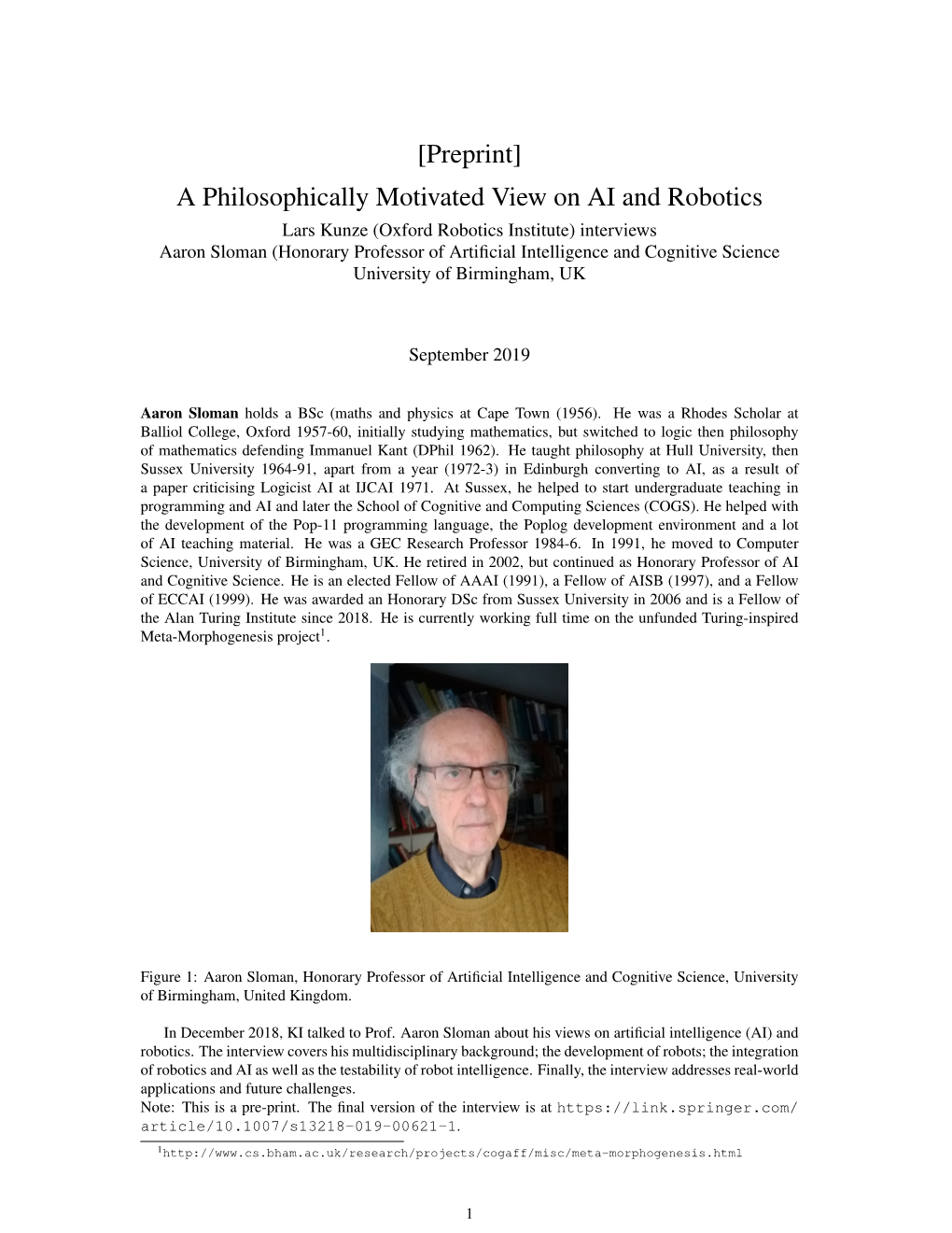 [Preprint] a Philosophically Motivated View on AI and Robotics