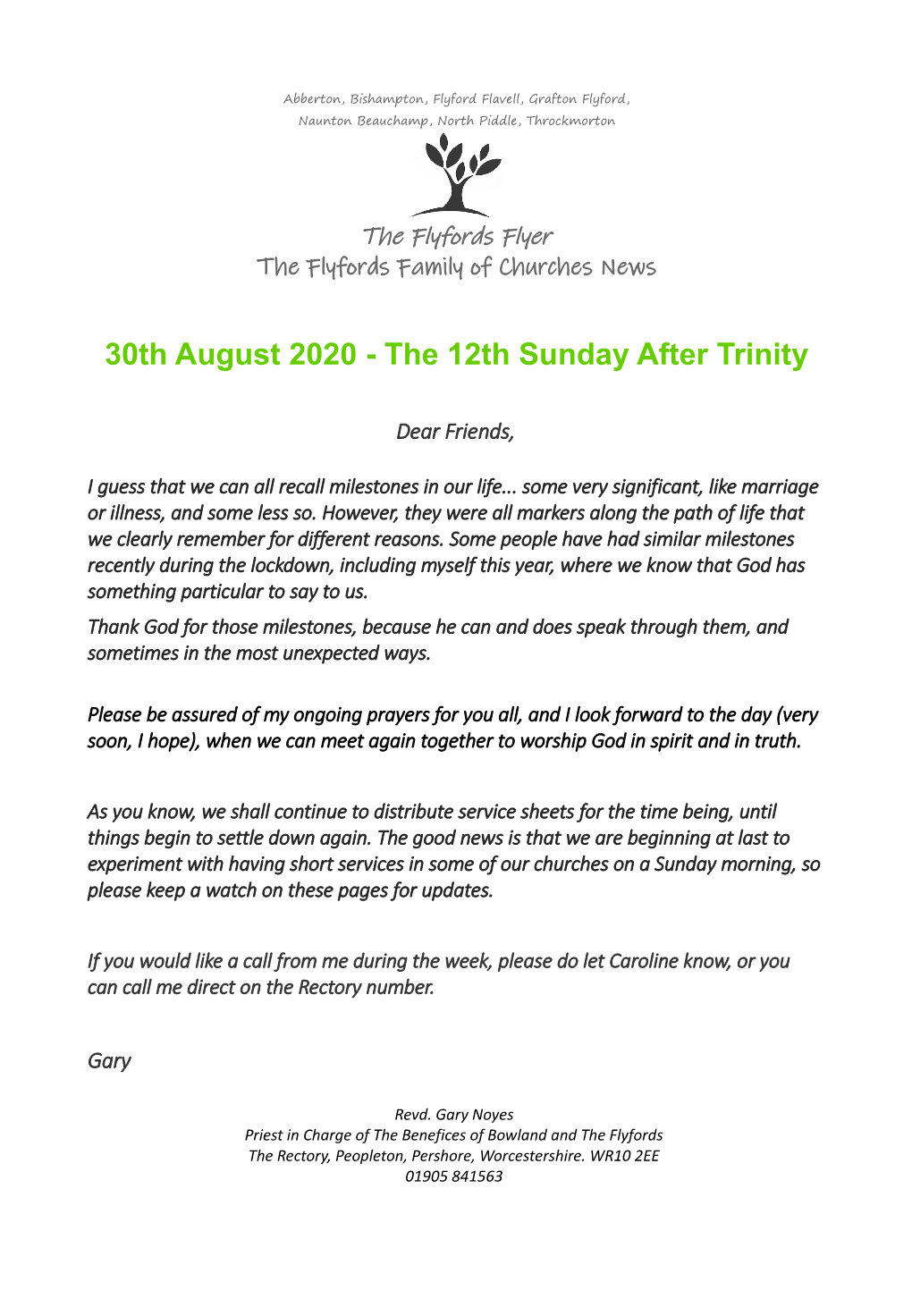 30Th August 2020 - the 12Th Sunday After Trinity