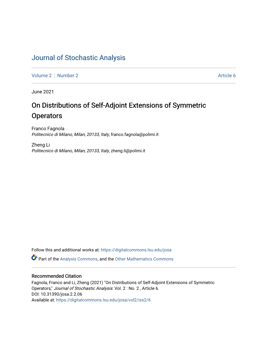 On Distributions of Self-Adjoint Extensions of Symmetric Operators