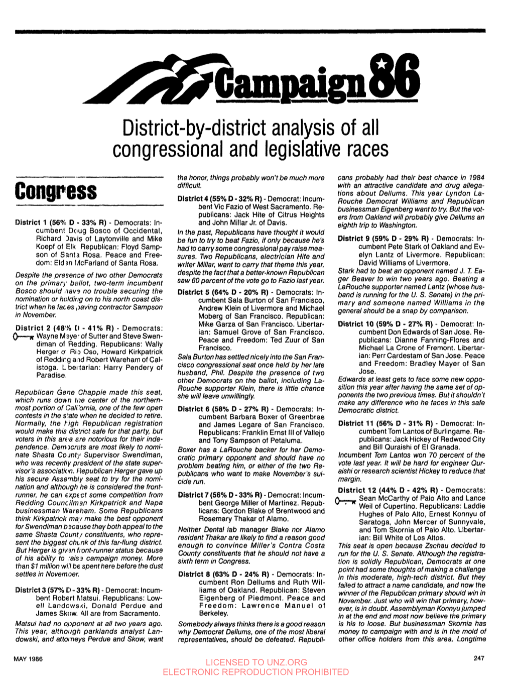 District-By-District Analysis of All Congressional and Legislative Races