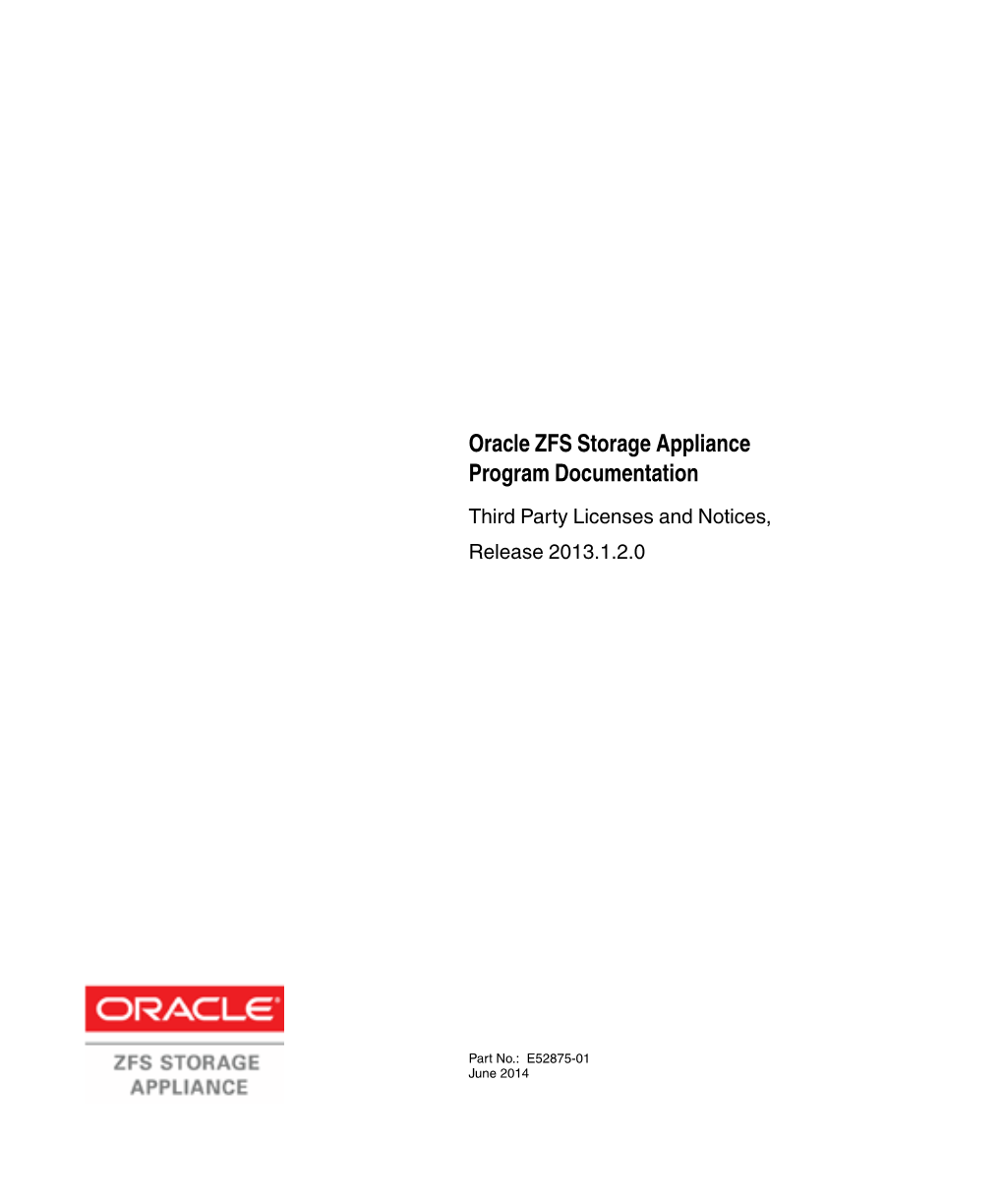 Oracle ZFS Storage Appliance Program Documentation