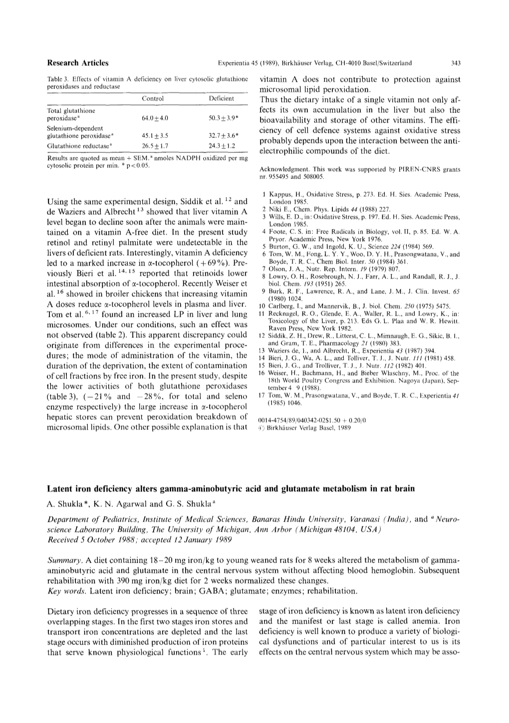 Latent Iron Deficiency Alters Gamma-Aminobutyric Acid and Glutamate Metabolism in Rat Brain A