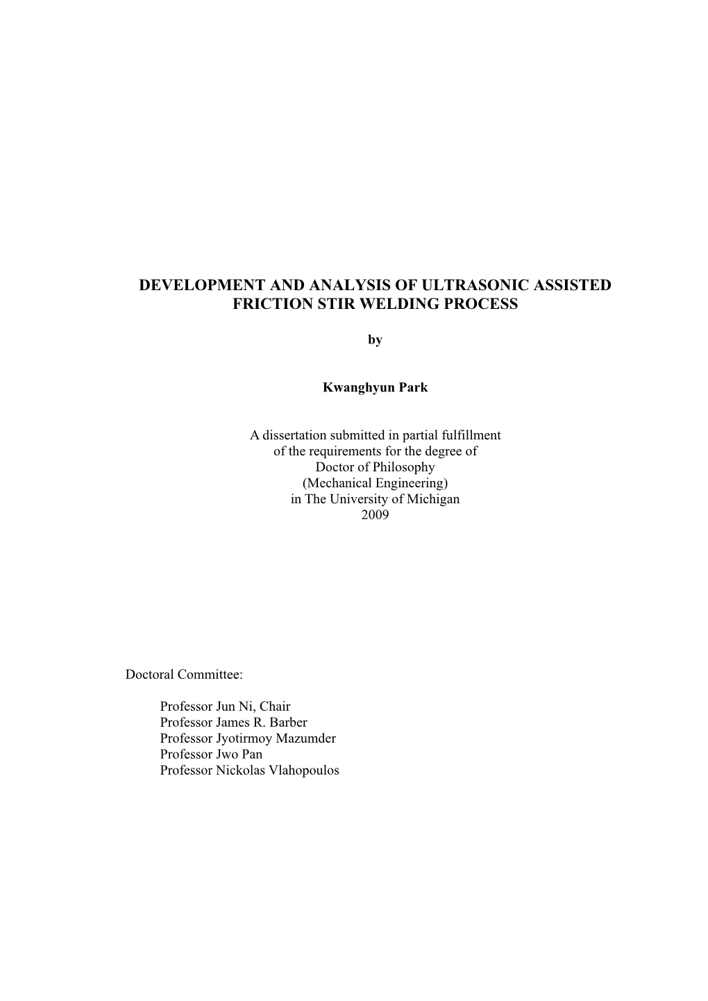 Development and Analysis of Ultrasonic Assisted Friction Stir Welding Process