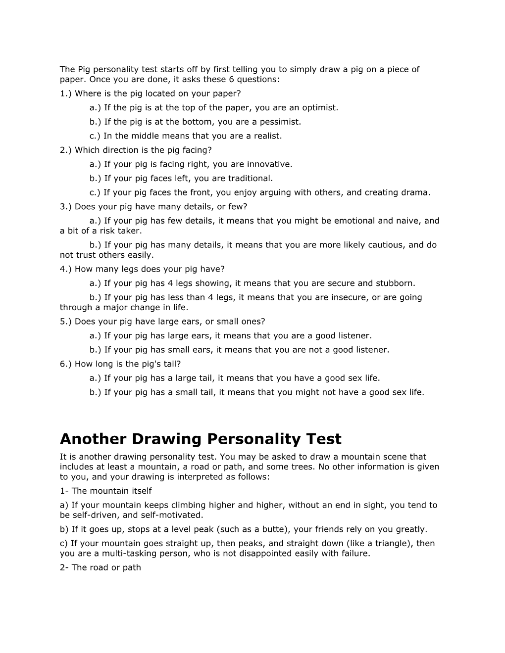 The Pig Personality Test Starts Off by First Telling You to Simply Draw a Pig on a Piece