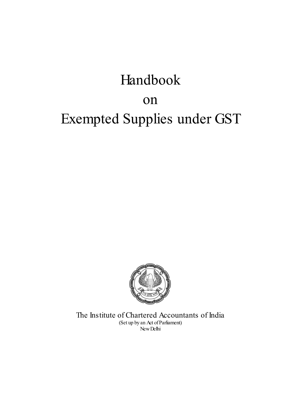 Handbook on Exempted Supplies Under GST