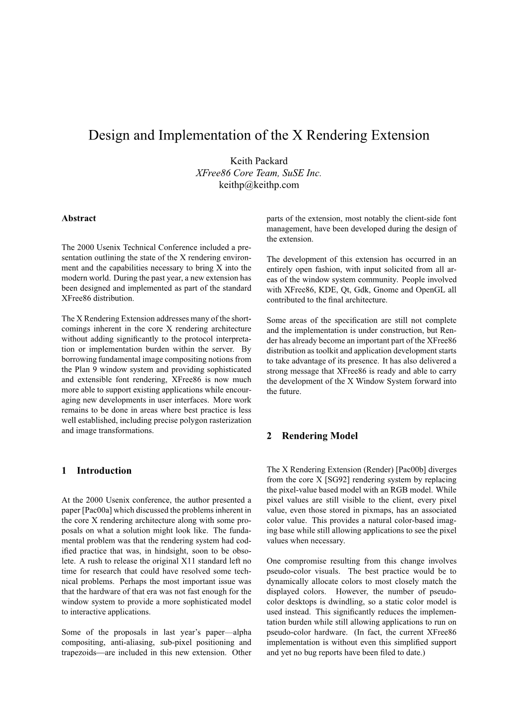 Design and Implementation of the X Rendering Extension