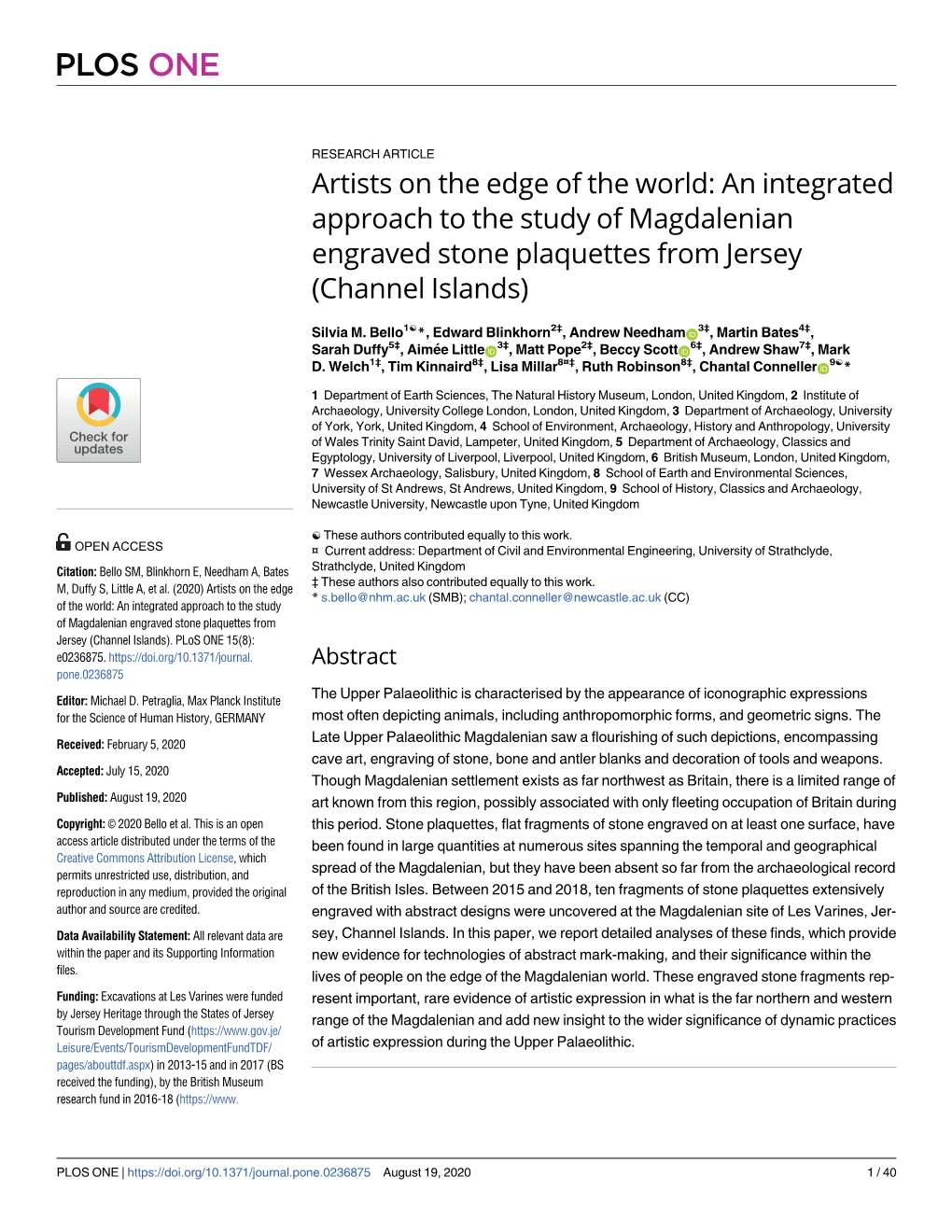 An Integrated Approach to the Study of Magdalenian Engraved Stone Plaquettes from Jersey (Channel Islands)