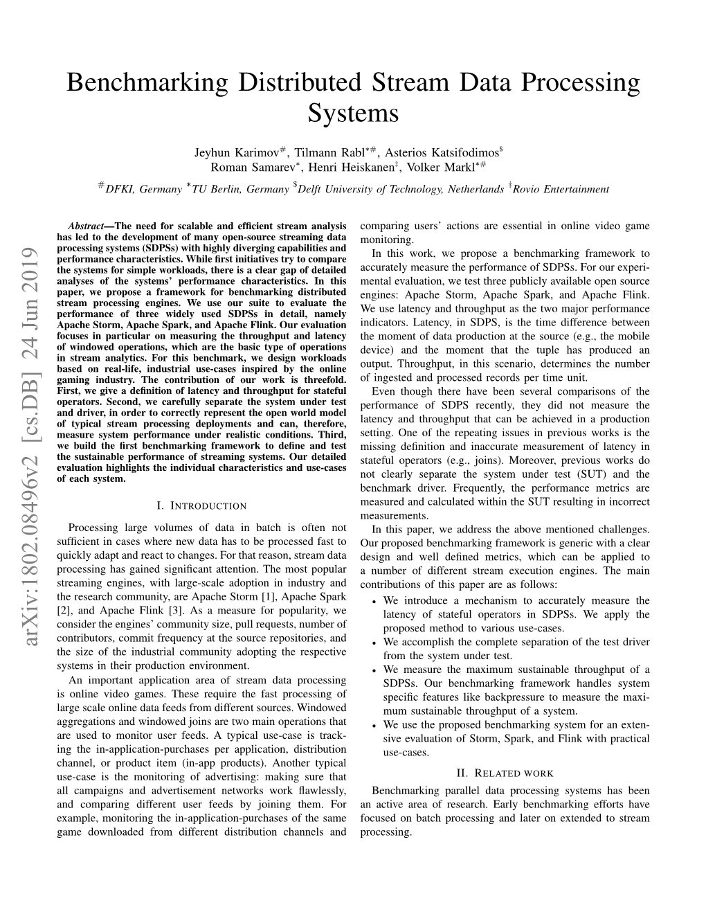 Benchmarking Distributed Stream Data Processing Systems