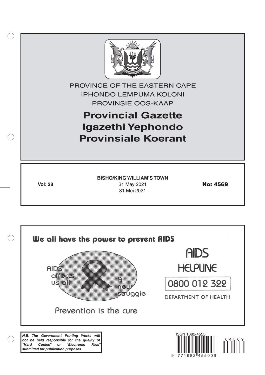 Provincial Gazette Igazethi Yephondo Provinsiale Koerant