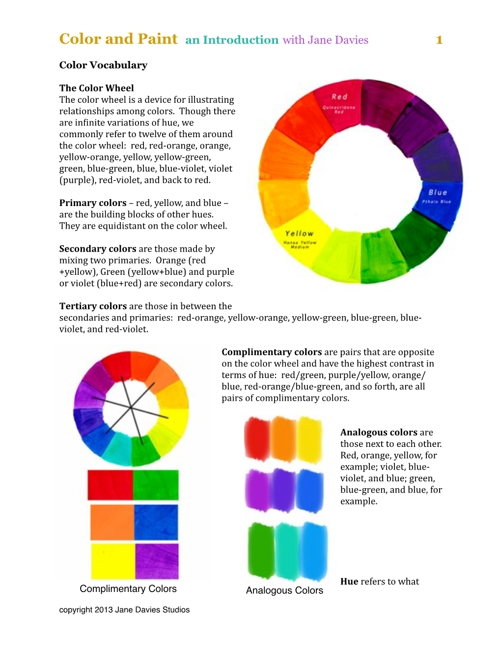 Color and Paint an Introduction with Jane Davies 1