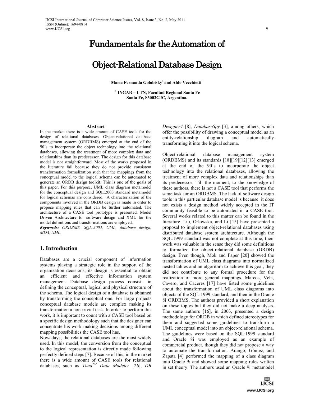 Fundamentals for the Automation of Object-Relational Database Design