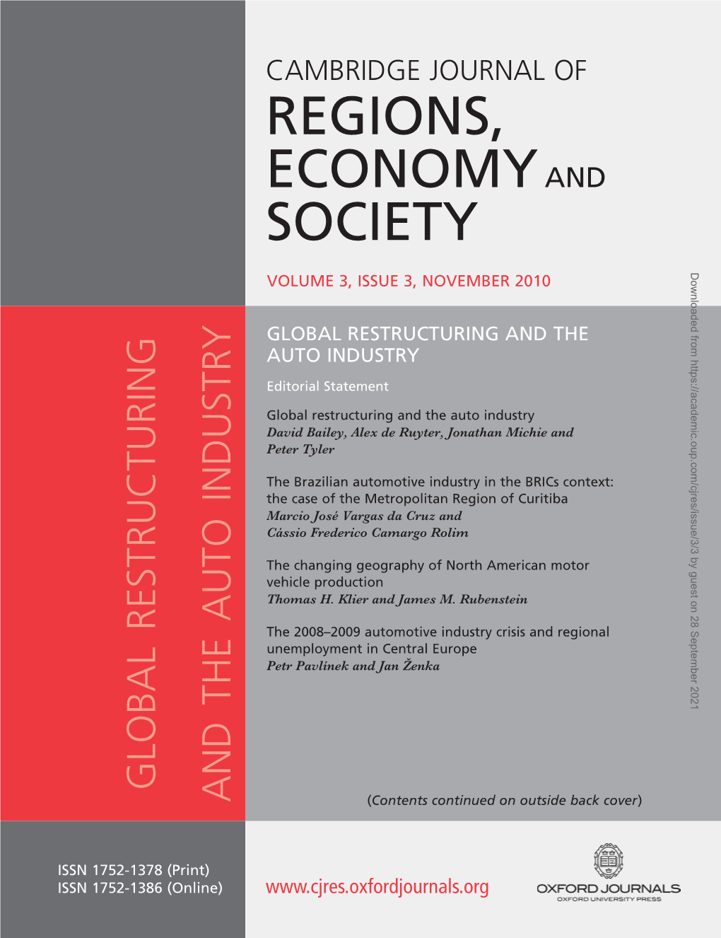 Regions, Economyand Society