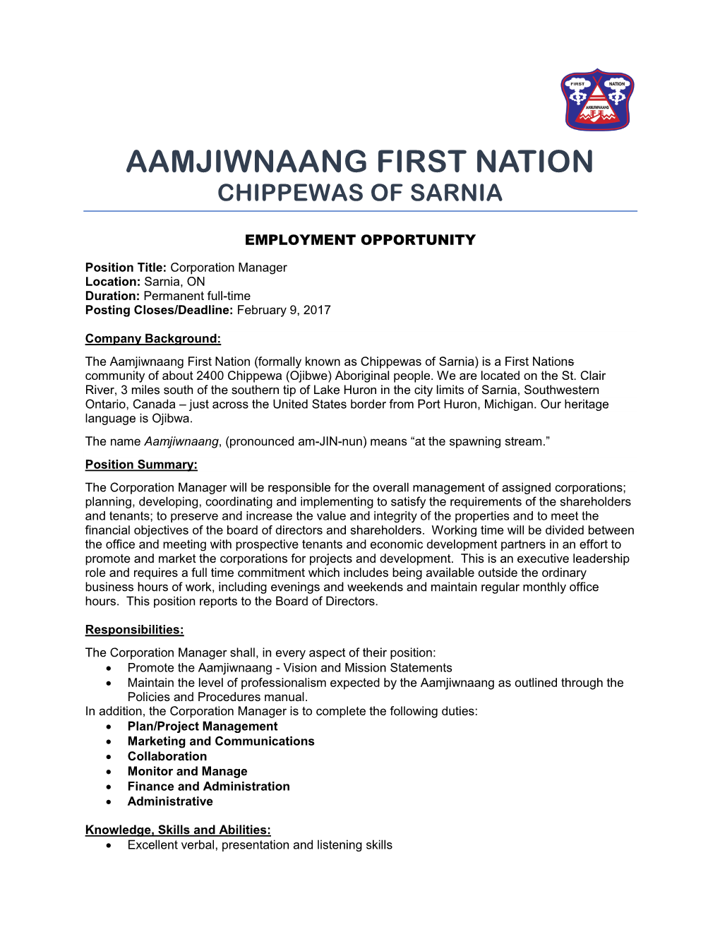 Aamjiwnaang First Nation Chippewas of Sarnia