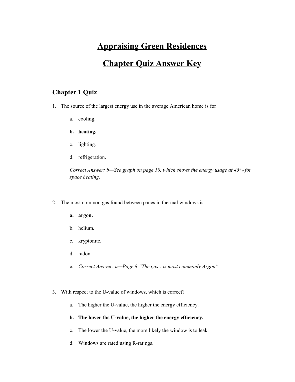 Chapter Quiz Answer Key