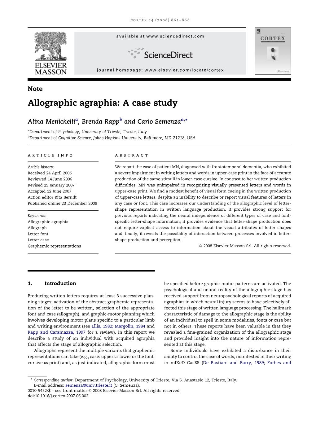 Allographic Agraphia: a Case Study