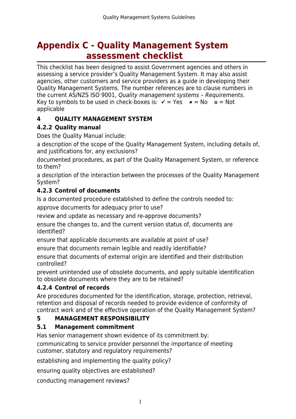 Quality Management Systems Guidelines