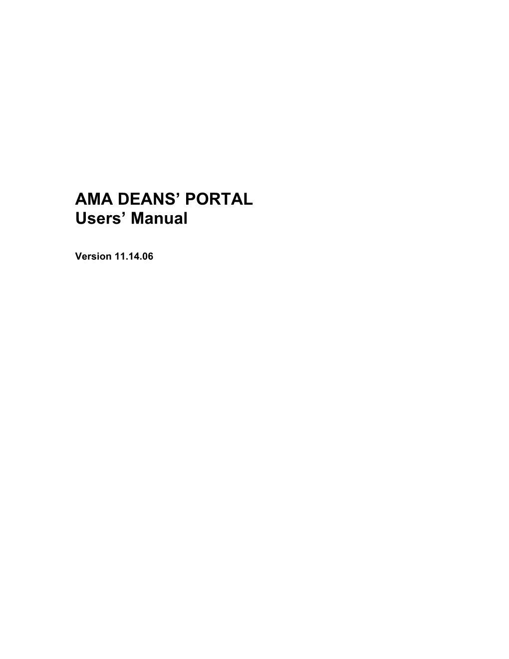 AMA DEANS' PORTAL Users' Manual