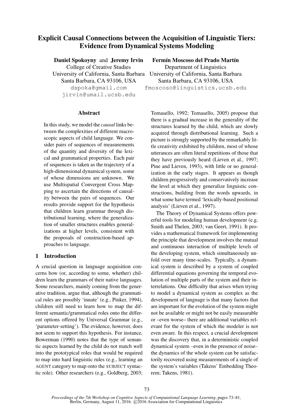 Evidence from Dynamical Systems Modeling