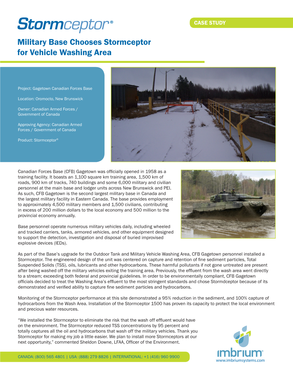 Military Base Chooses Stormceptor for Vehicle Washing Area