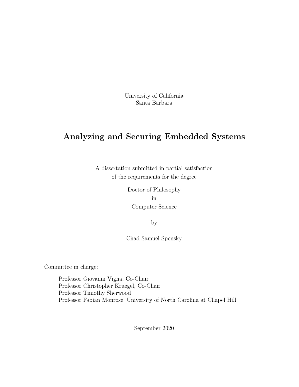 Analyzing and Securing Embedded Systems