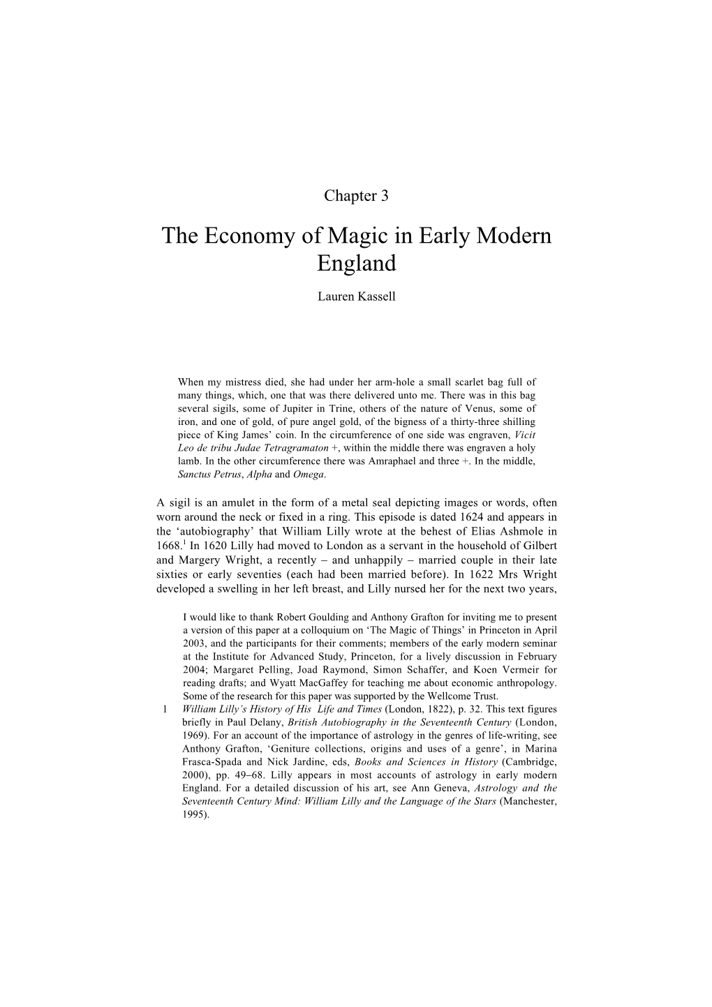 The Economy of Magic in Early Modern England