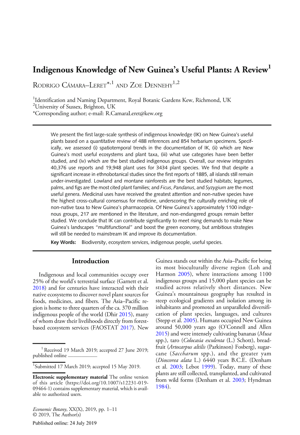 Indigenous Knowledge of New Guinea's Useful Plants: a Review