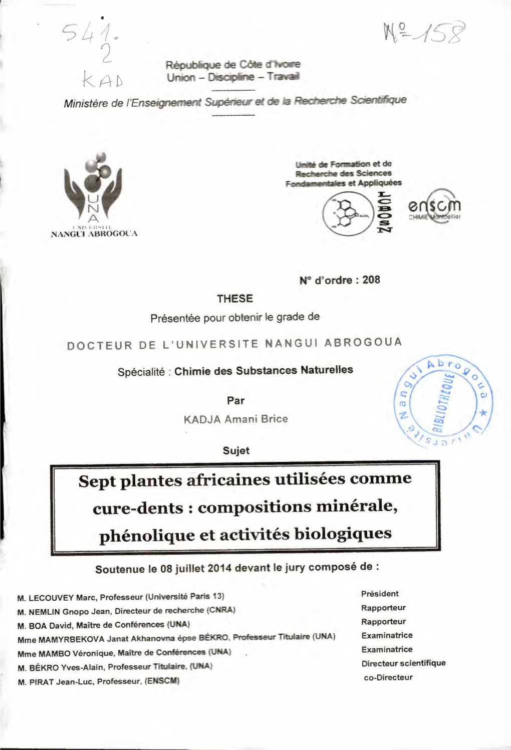 Compositions Minérale, Phénolique Et Activités Biologiques