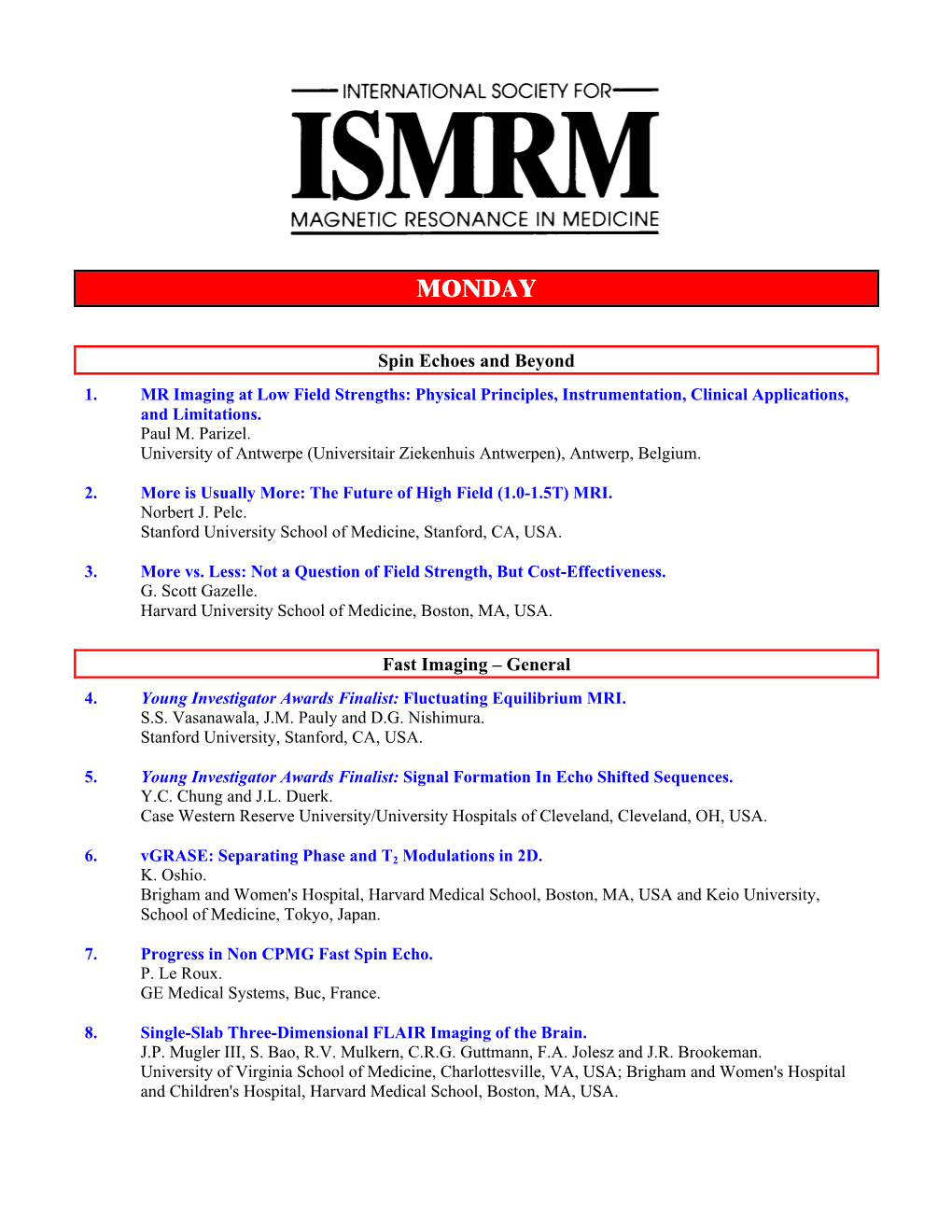 1999 ISMRM CD Program