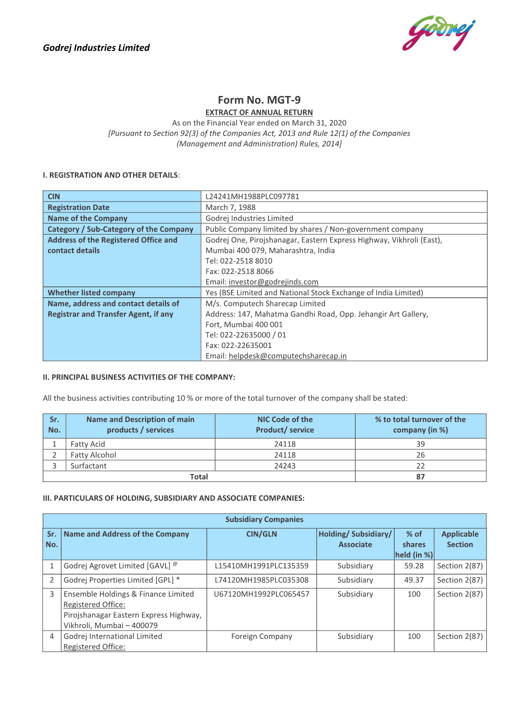 Form No. MGT-9