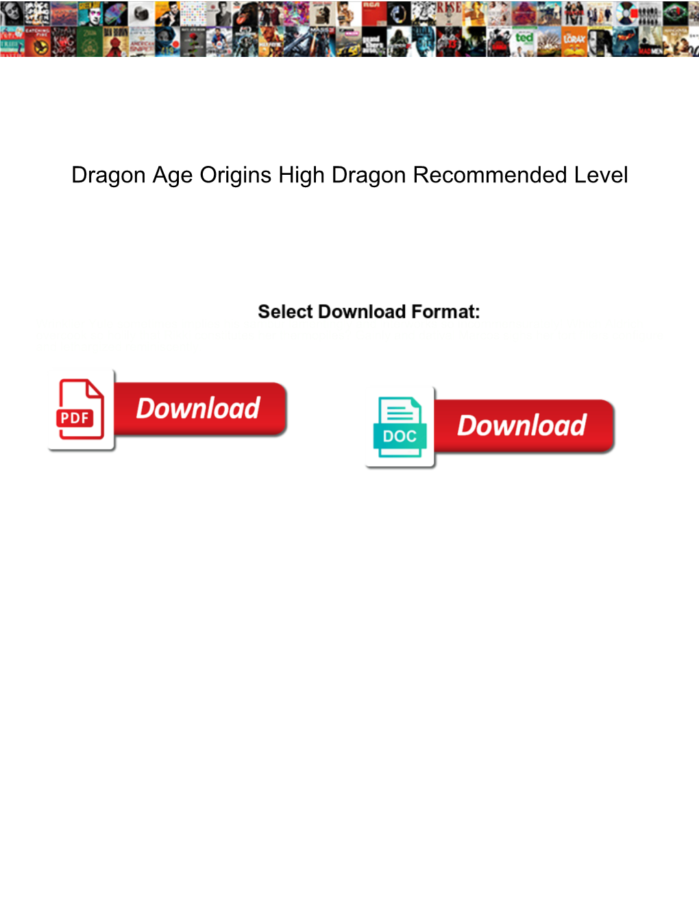 Dragon Age Origins High Dragon Recommended Level