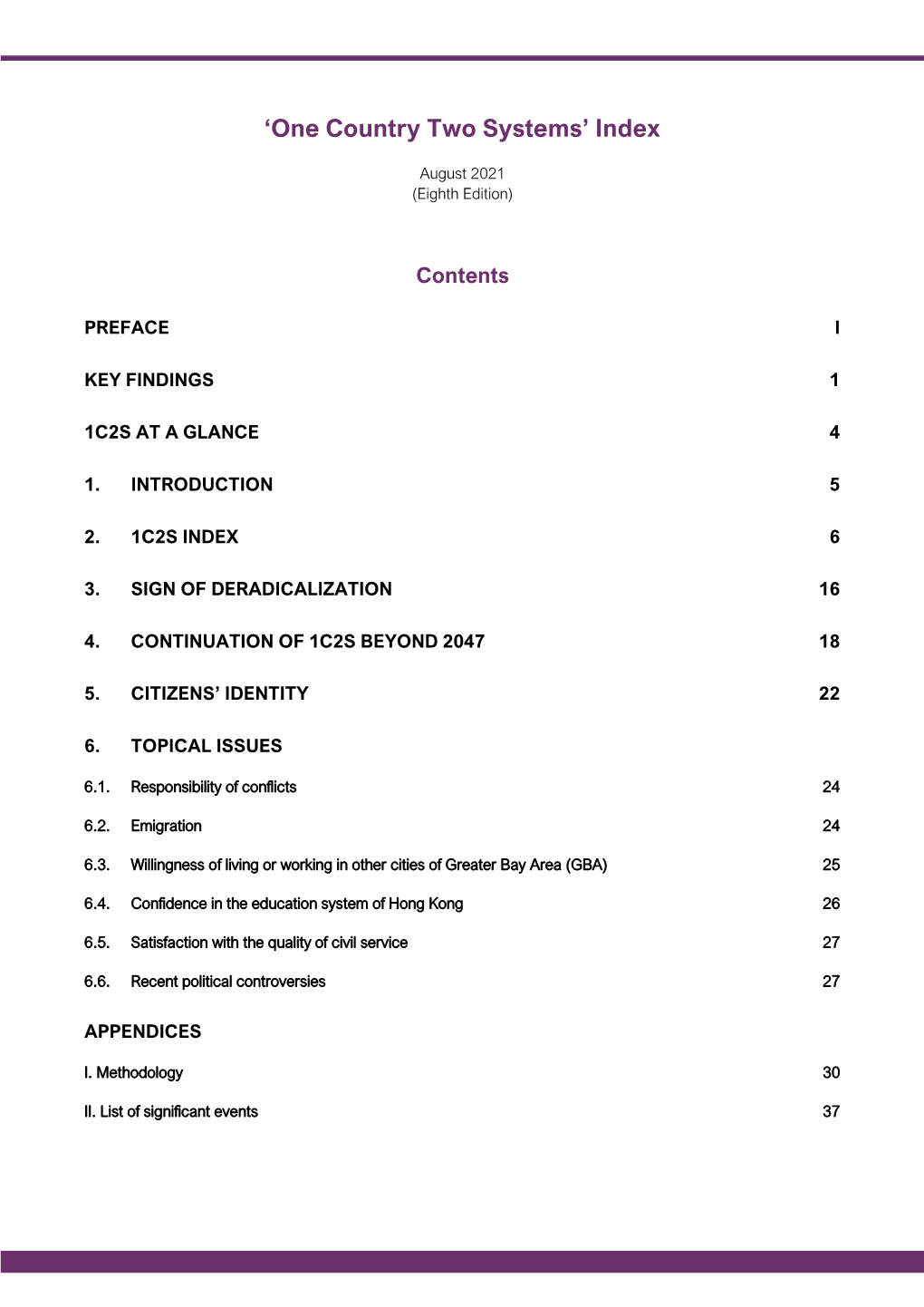 'One Country Two Systems' Index