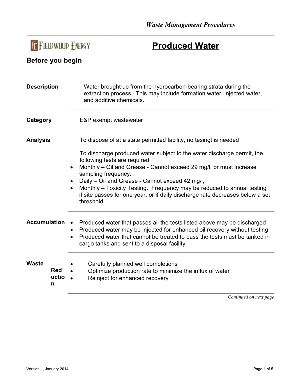 Waste Management Procedures