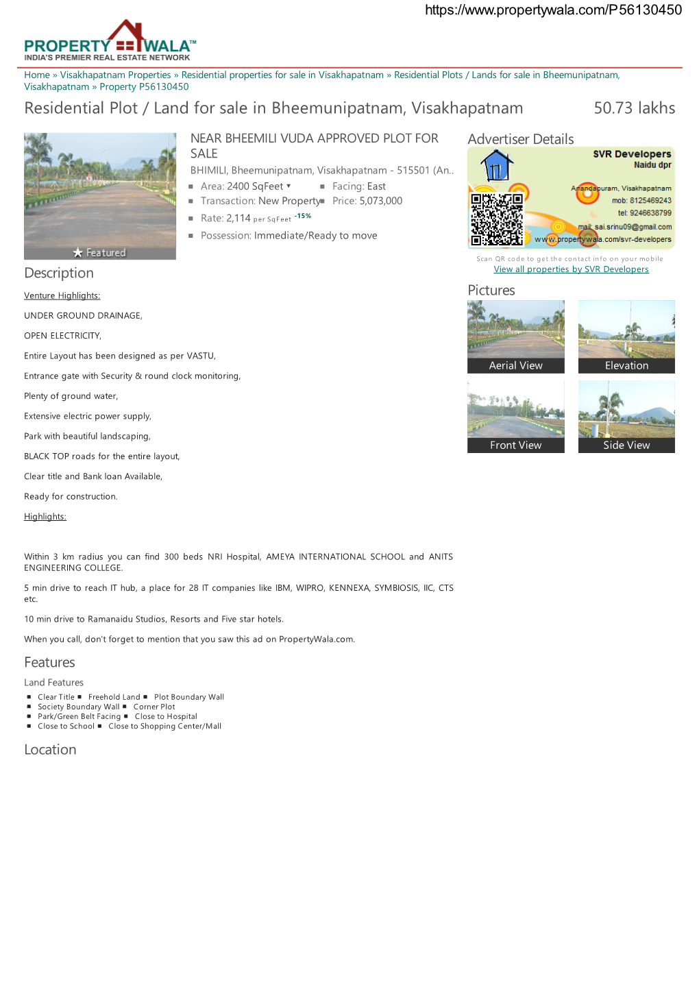 Residential Plot / Land for Sale in Bheemunipatnam, Visakhapatnam